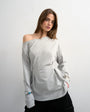 Topshop cinch off the shoulder top in grey marl