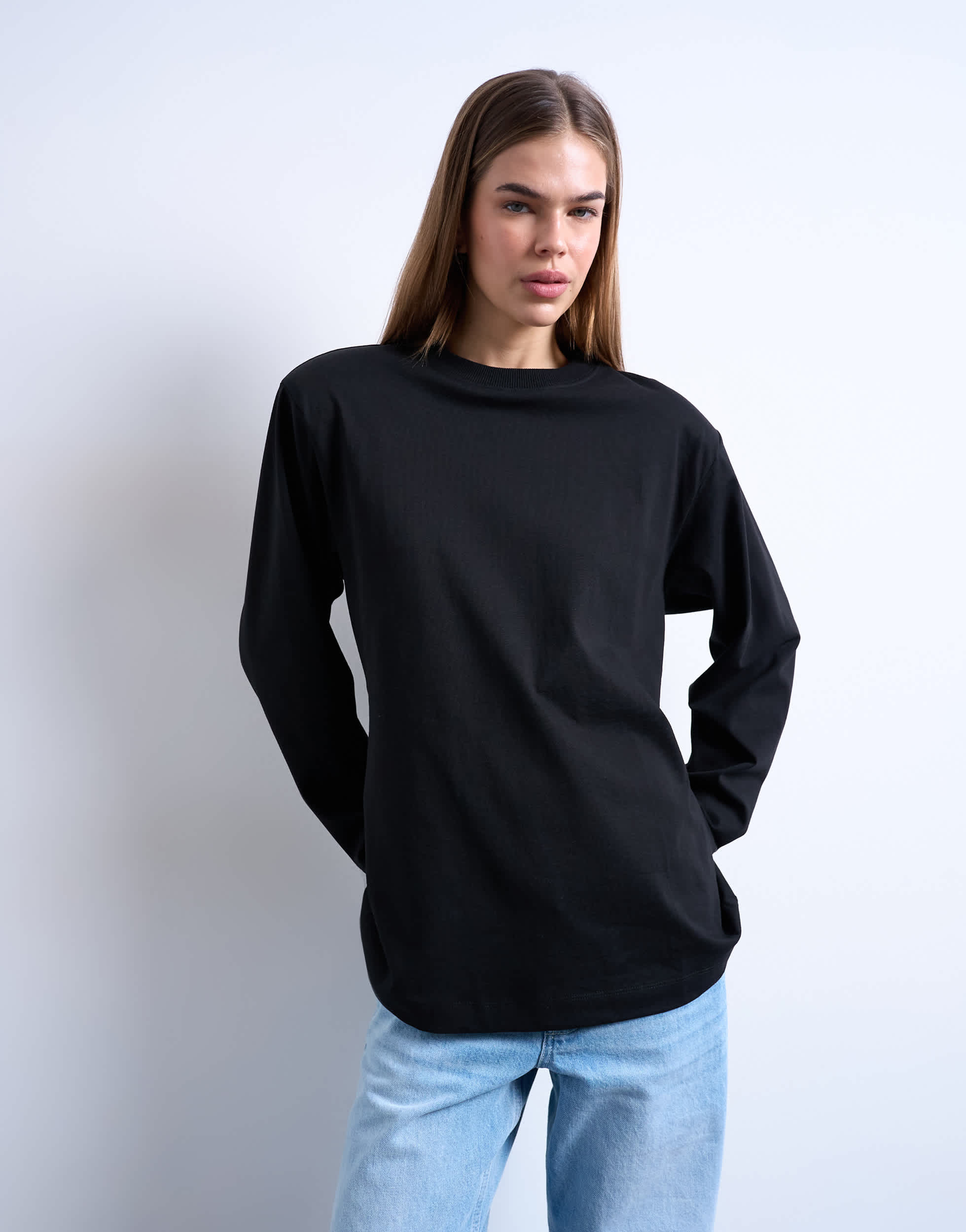 Topshop cinch waist skater tee in black