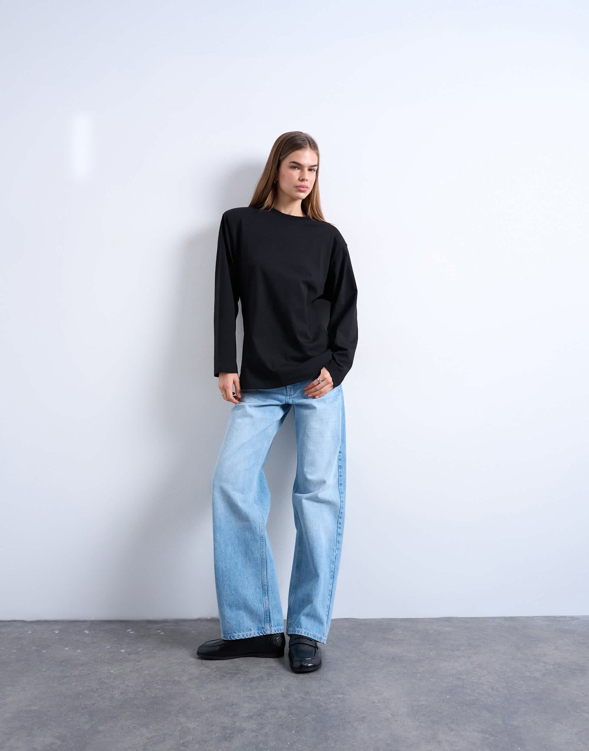 Topshop cinch waist skater tee in black