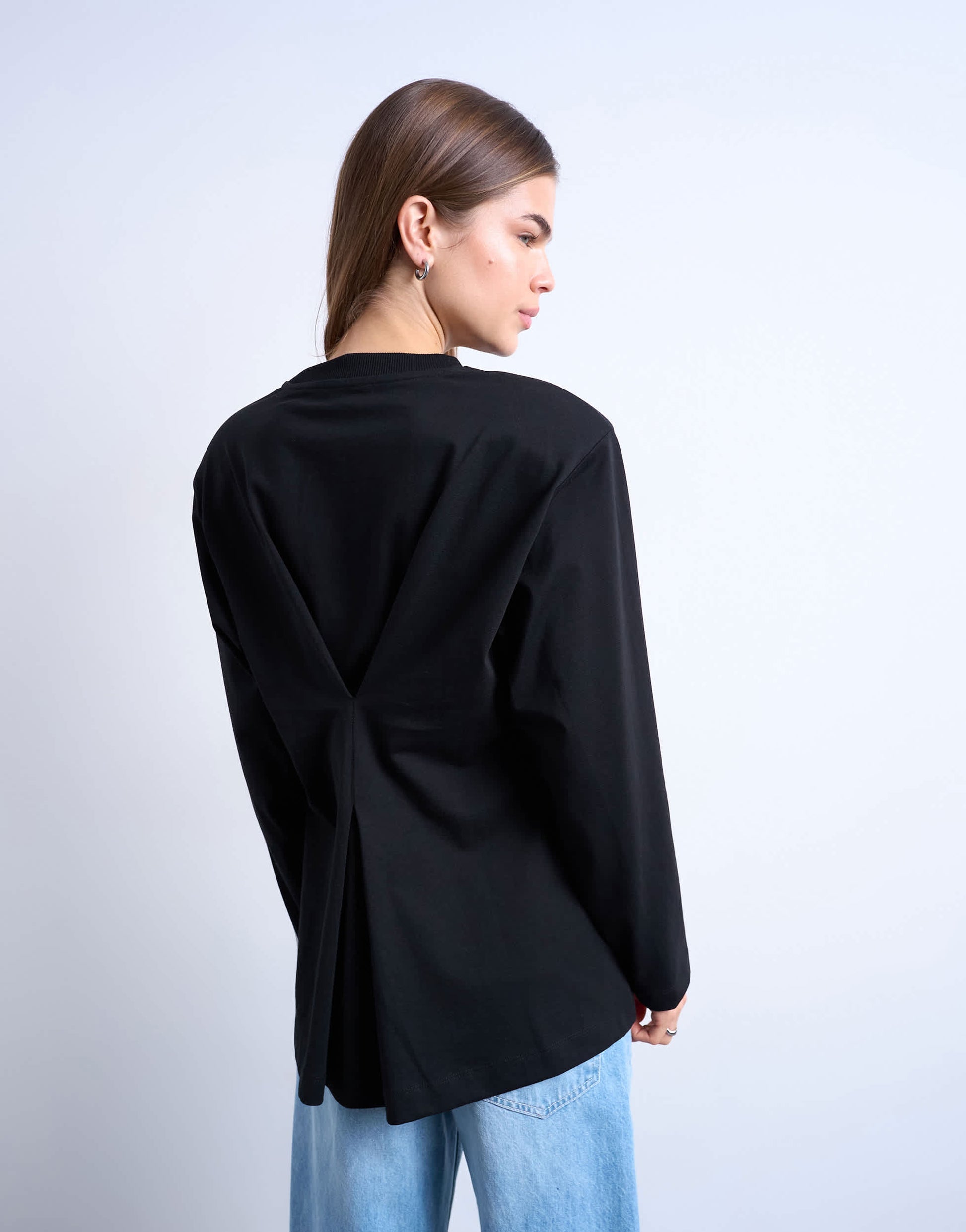 Topshop cinch waist skater tee in black