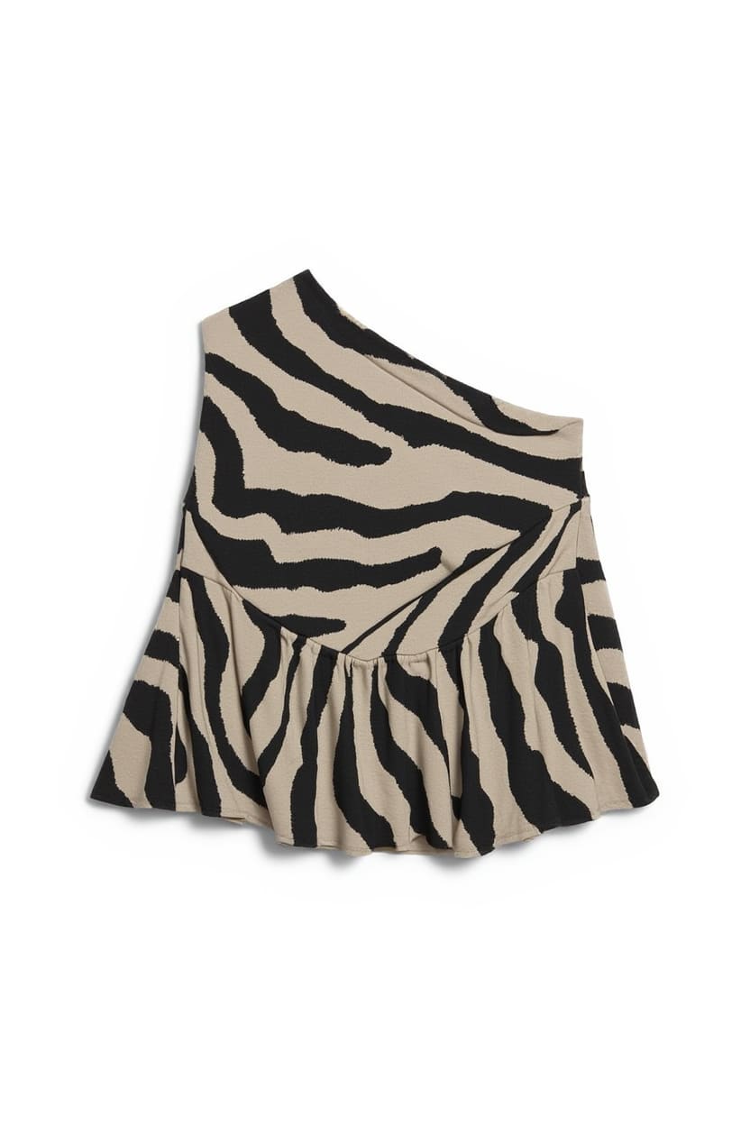 Topshop soft touch drape shoulder top in zebra print