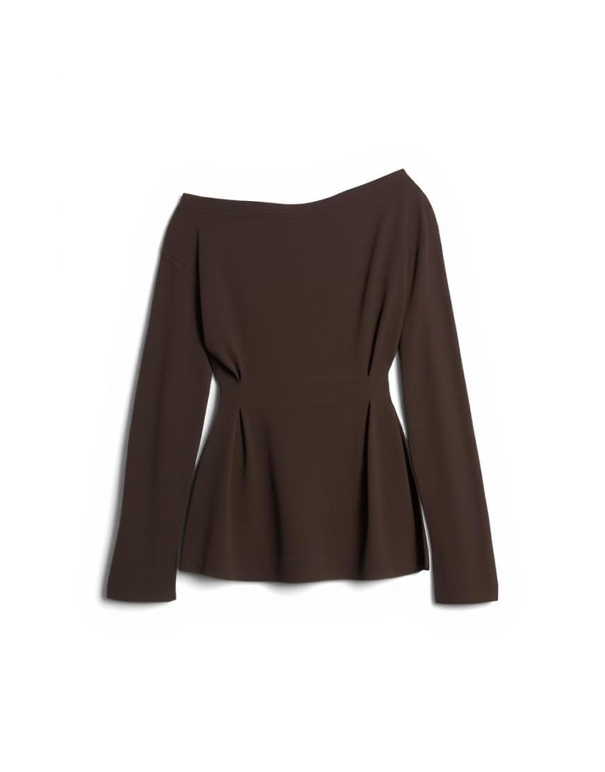 Topshop cinch off the shoulder top in chocolate