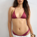 Haut de bikini triangle Topshop Kos à paillettes aubergine