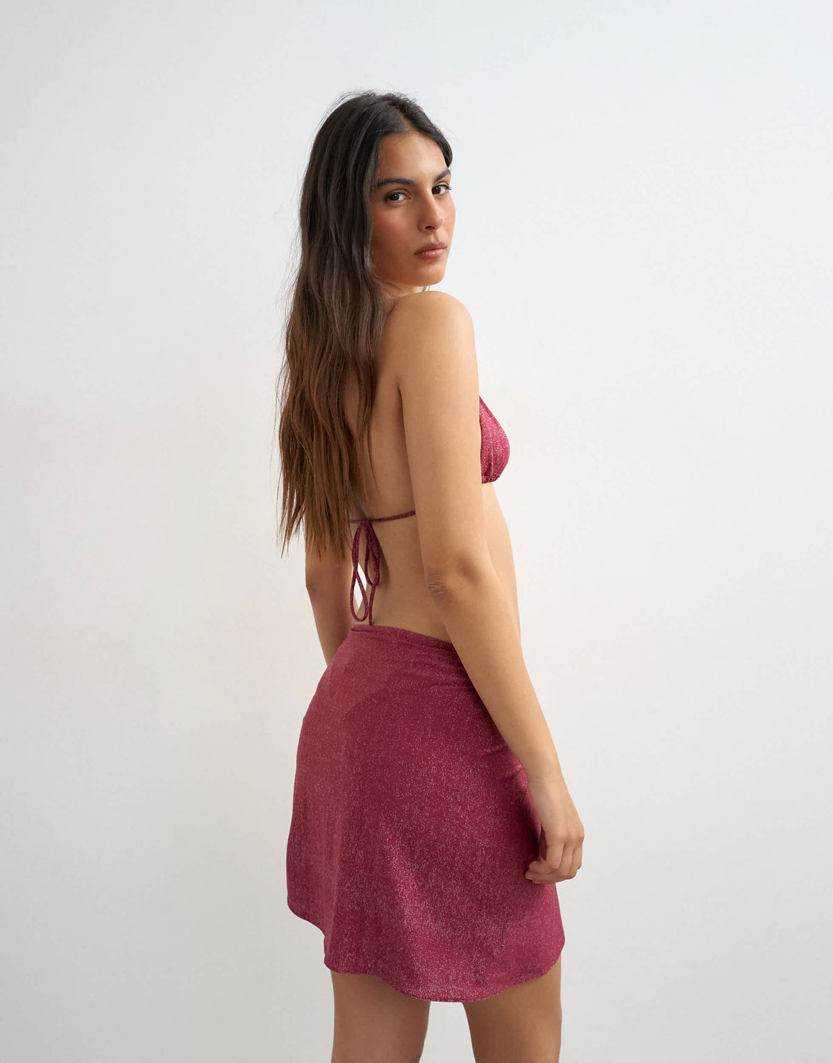 Topshop glitter sarong in aubergine