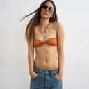 Haut de bikini bandeau pailleté rouille Topshop Hawaii