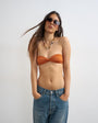 Topshop Hawaii glitter bandeau bikini top in rust