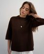 Topshop knitted half sleeve t-shirt in chocolate 