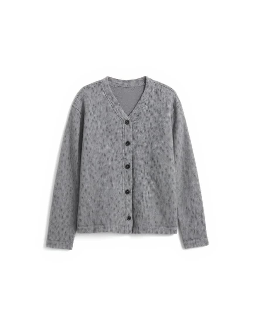 Topman wool mix textured leopard cardigan in grey