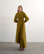 Topshop knot detail midi dress with asymmetric hem in khaki
