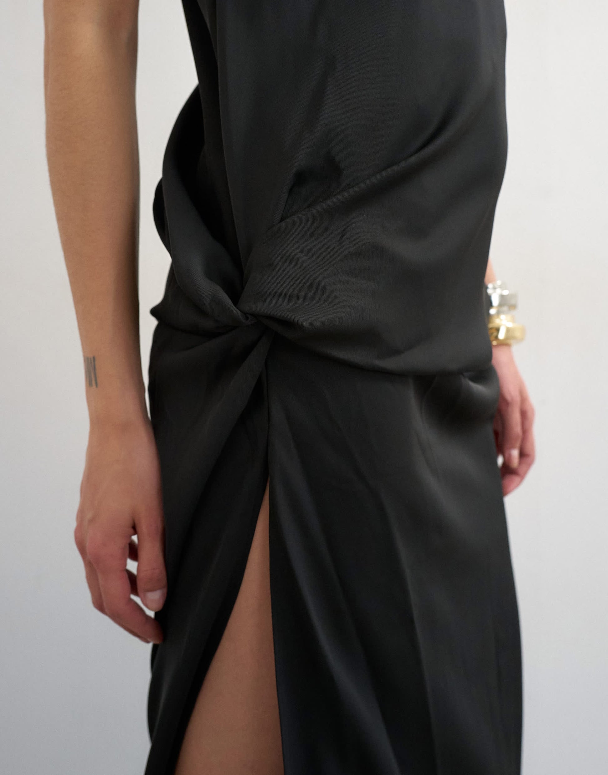Topshop crepe sleeveless twist side maxi dress in black