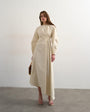 Topshop knot detail midi dress with asymmetric hem in off white