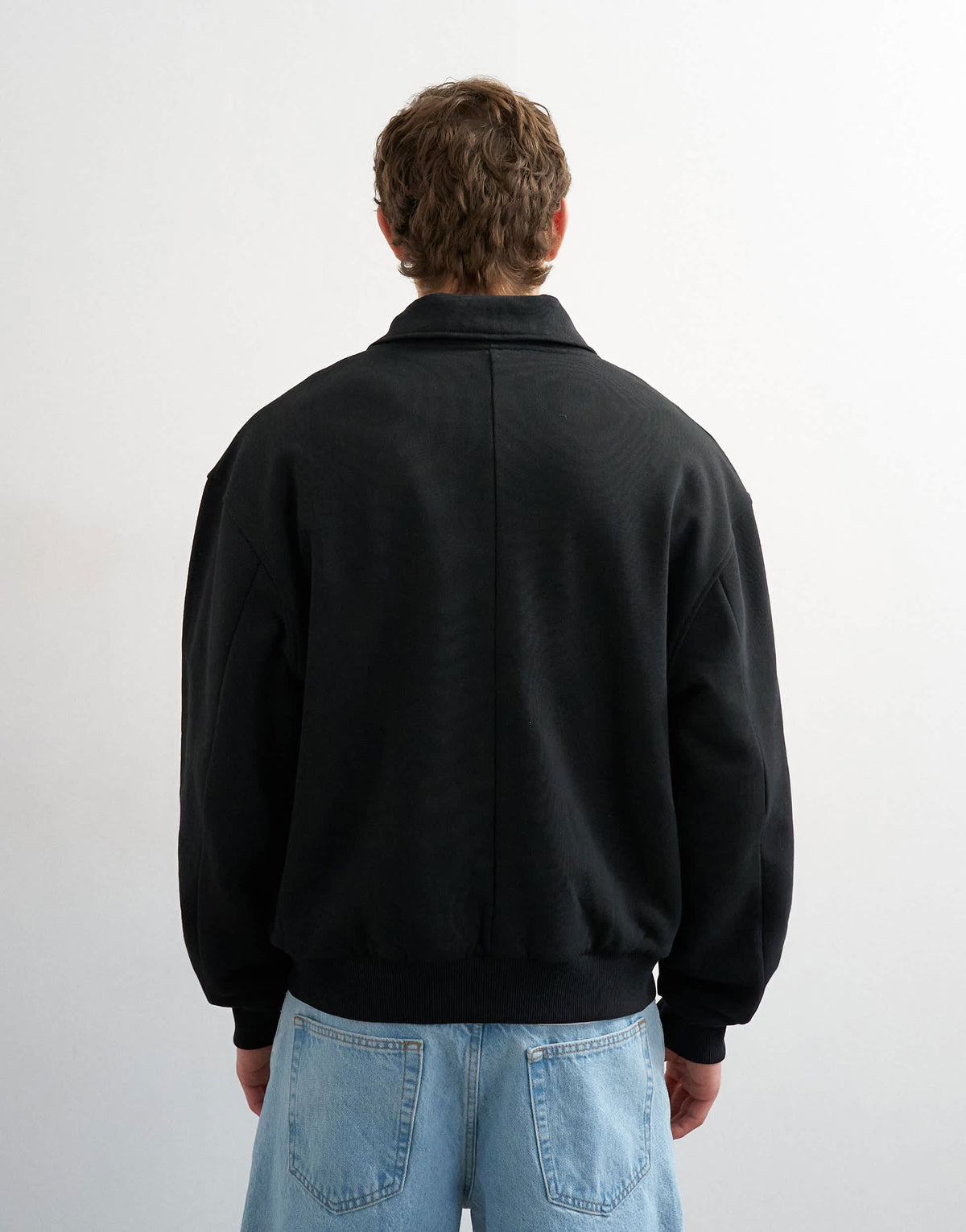 Topman relaxed fit jersey utility shacket with funnel in black