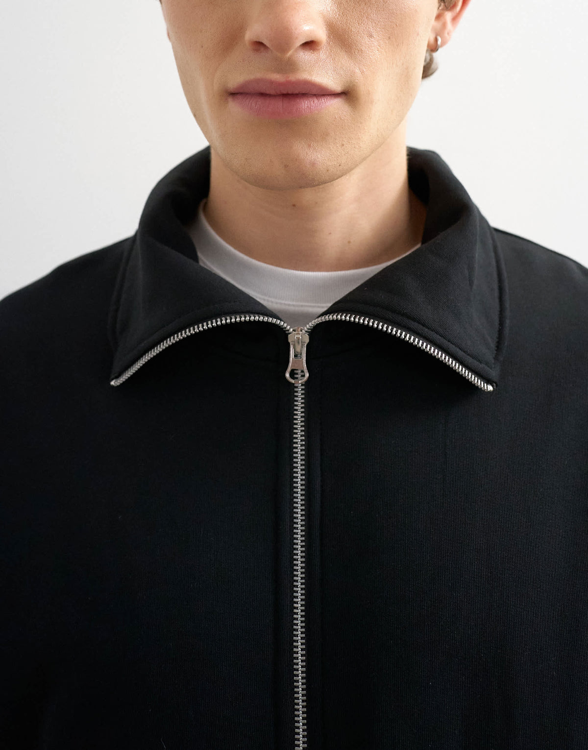 Topman relaxed fit jersey utility shacket with funnel in black