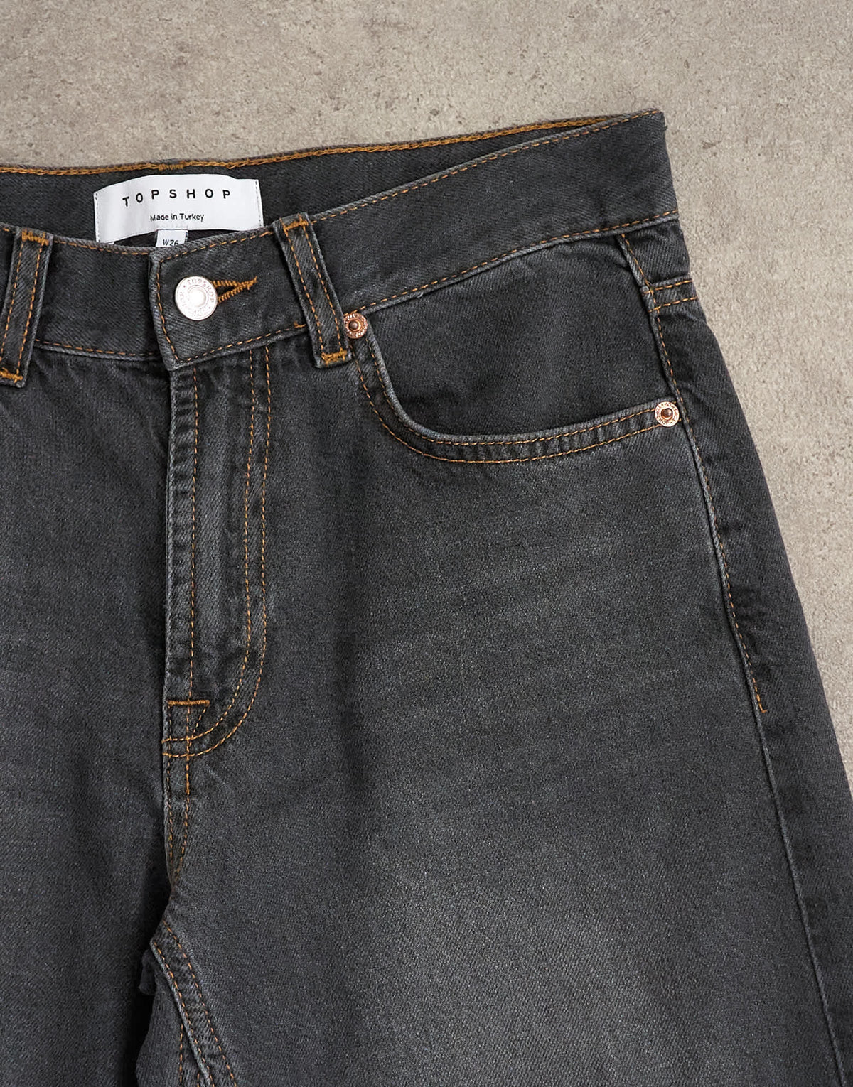 Topshop light weight wide crop jean in washed black