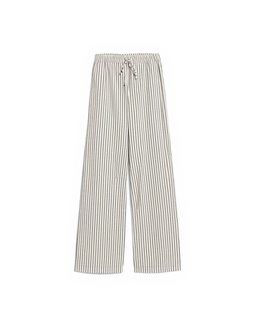 Topshop crinkle stripe drawcord trouser in mono