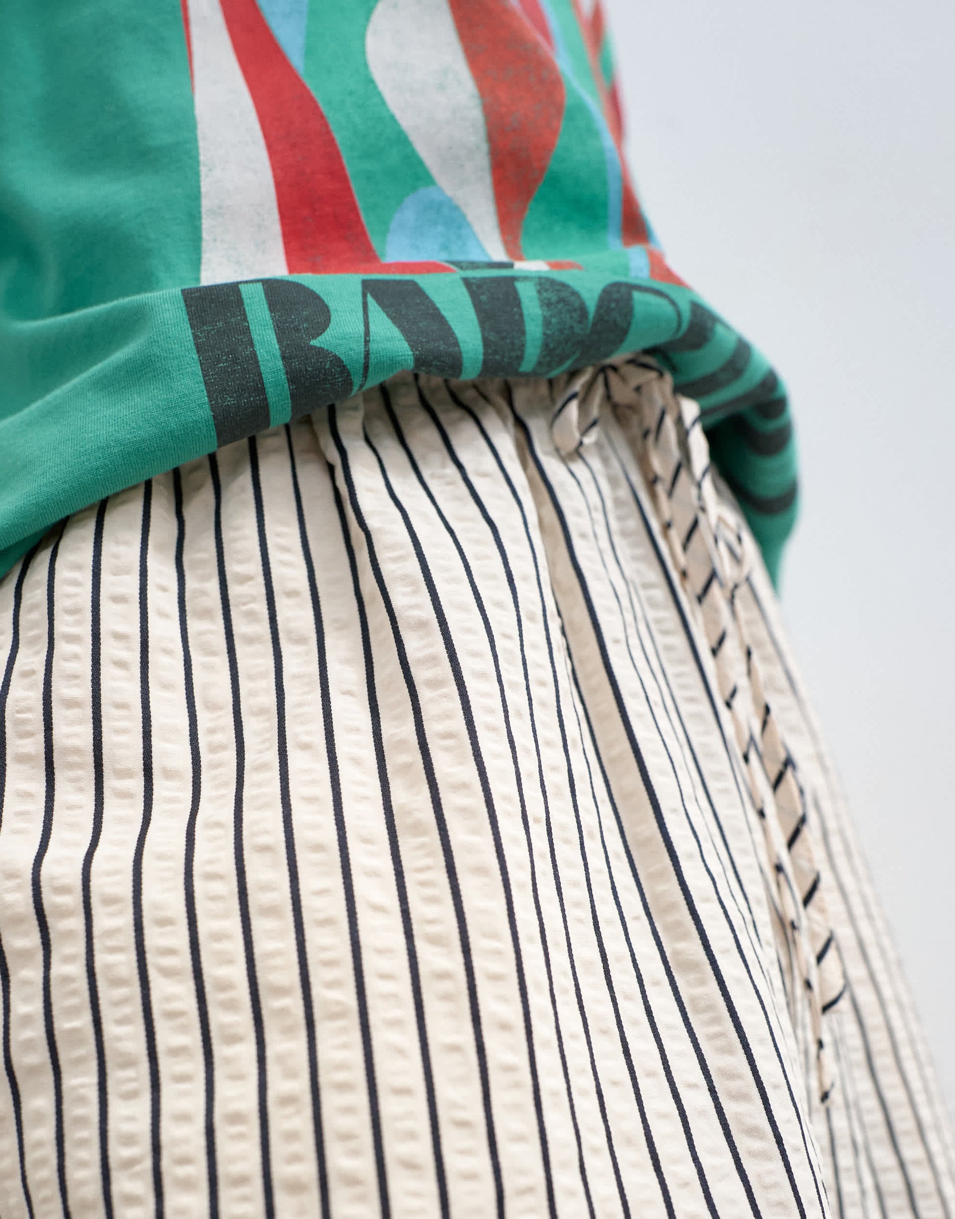 Topshop crinkle stripe drawcord trouser in mono