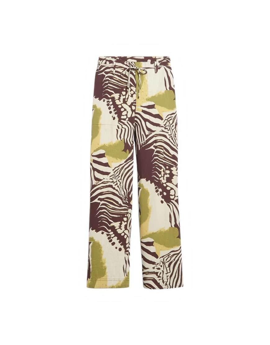 Topshop tie waist horseshoe trouser in abstract zebra