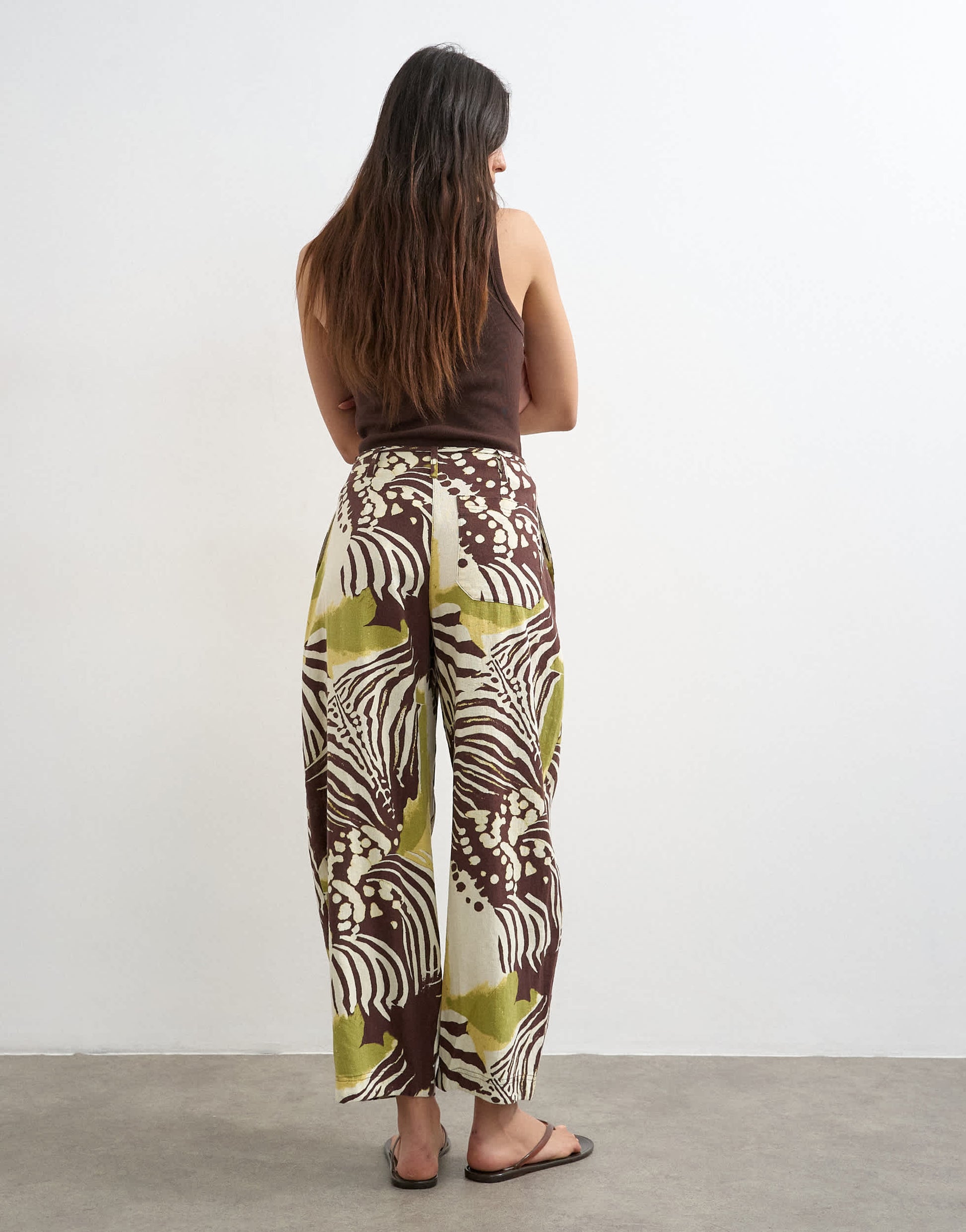Topshop tie waist horseshoe trouser in abstract zebra