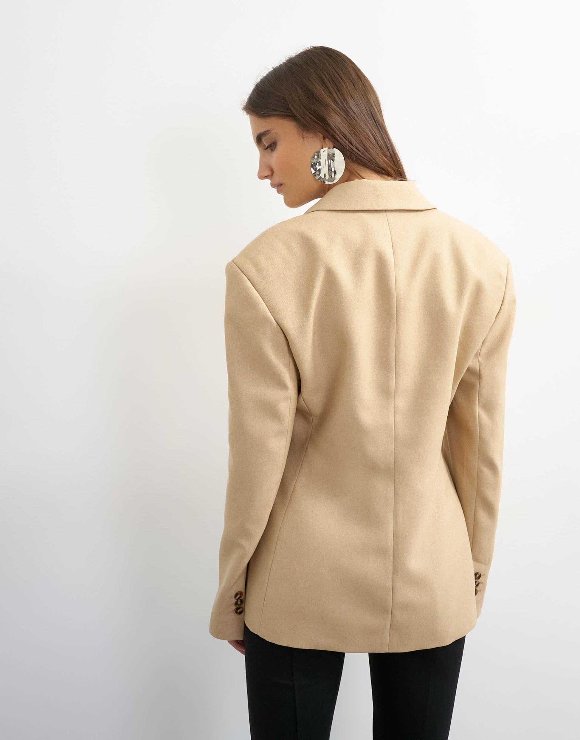 Topshop extreme cinched waist blazer in beige