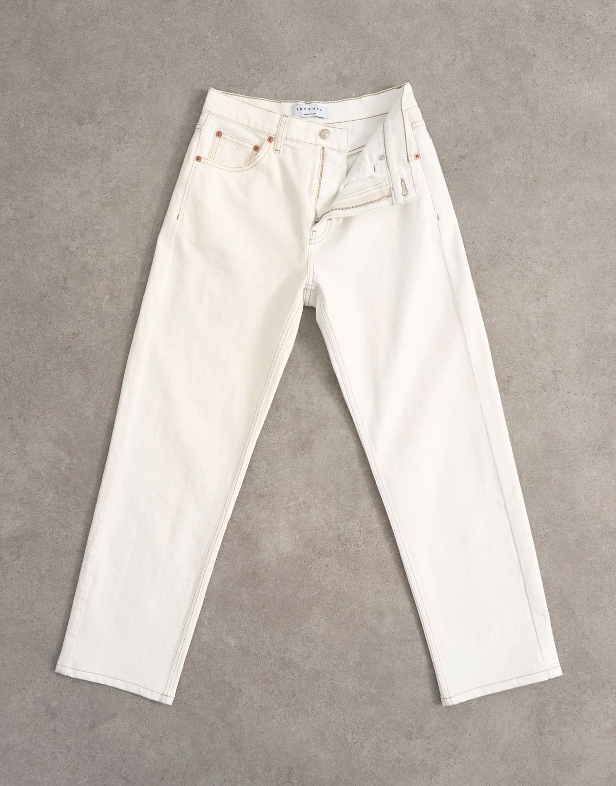 Topshop Orson mid rise comfort straight jean in bone
