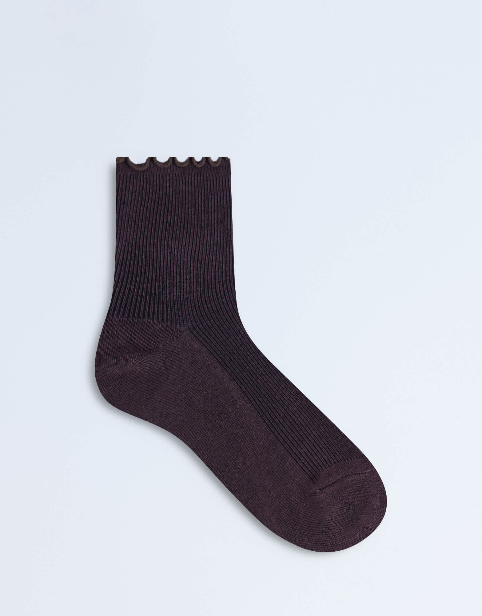 Topshop ribbed frill socks in chocolate
