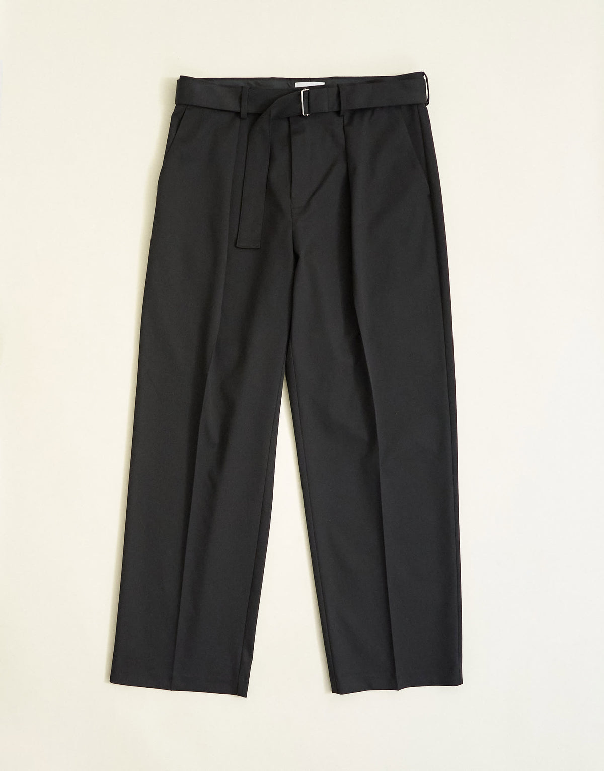 Topman wide leg belted twill trouser in black