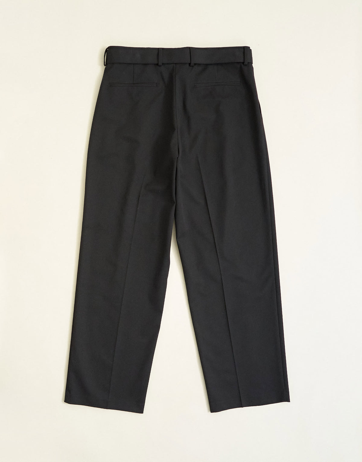 Topman wide leg belted twill trouser in black