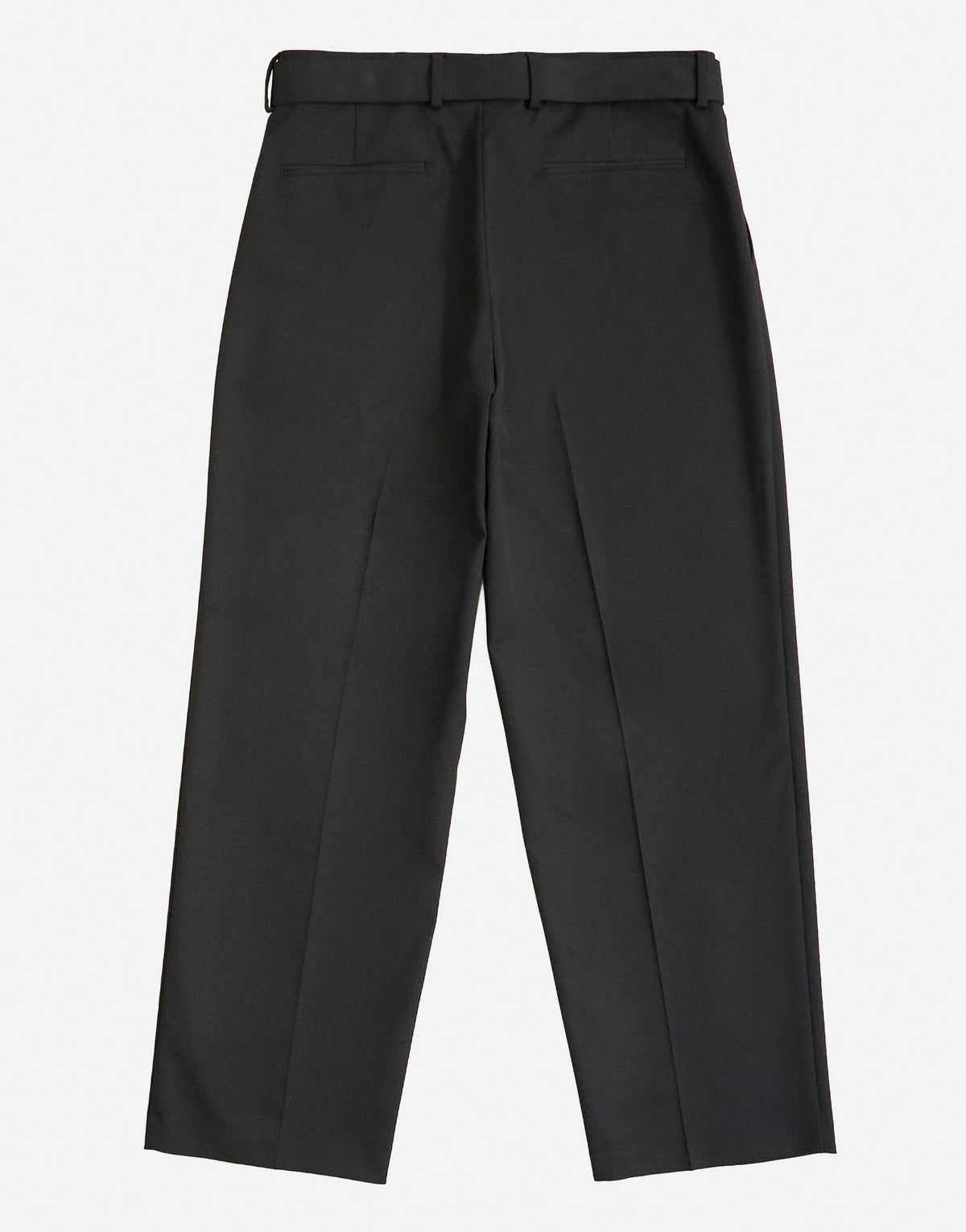 Topman wide leg belted twill trouser in black