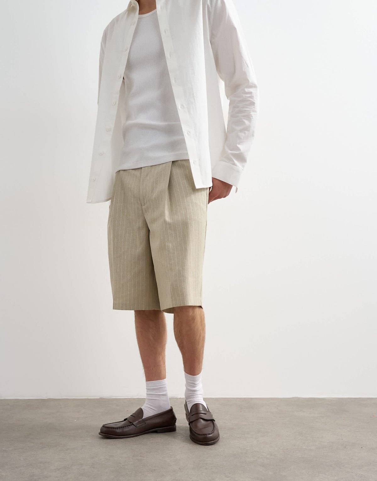Topman wide leg stripe short in stone