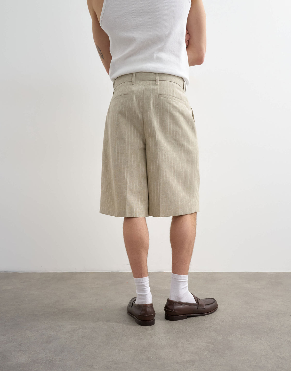 Topman wide leg stripe short in stone