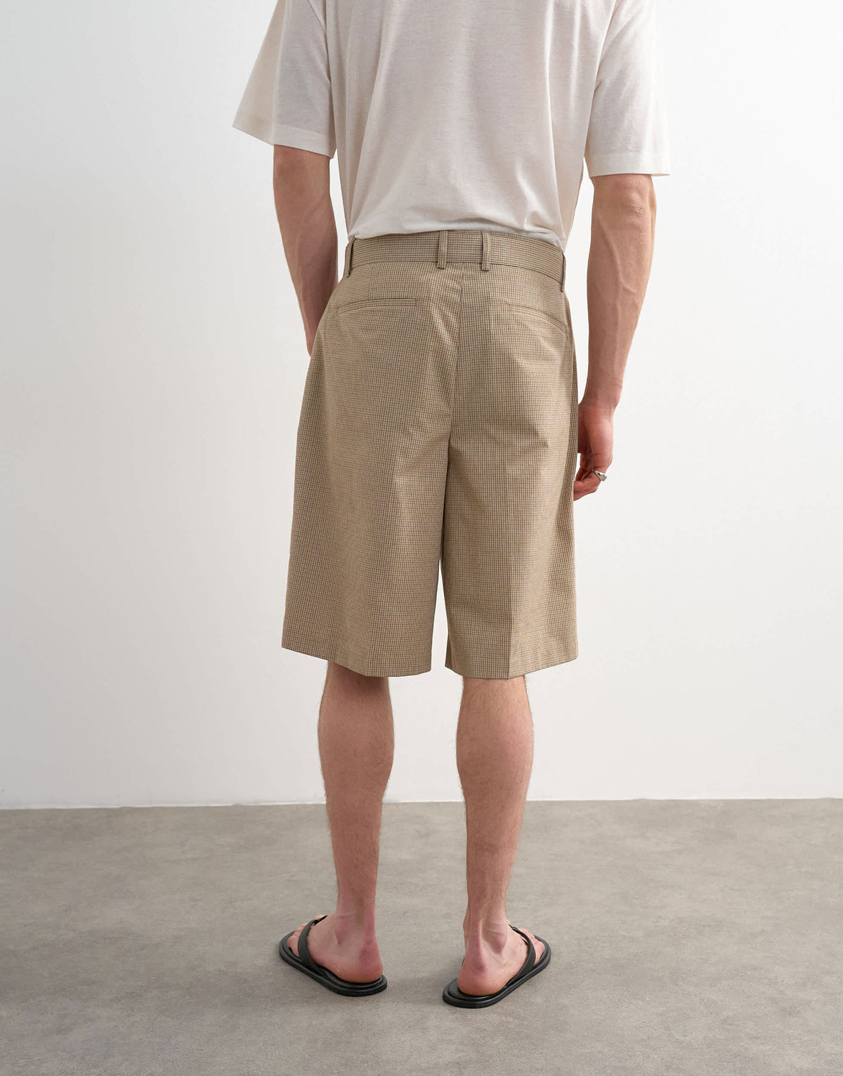 Topman wide leg belted check short in neutral
