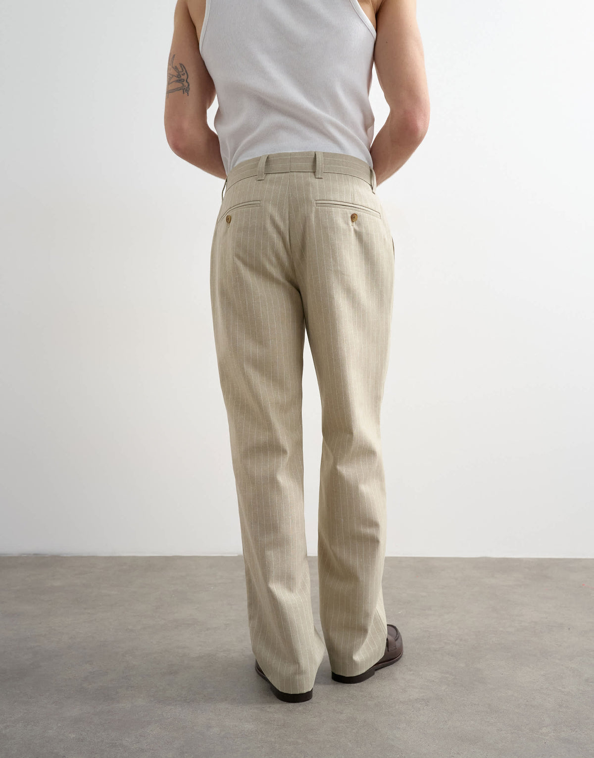 Topman wide leg stripe trouser in stone