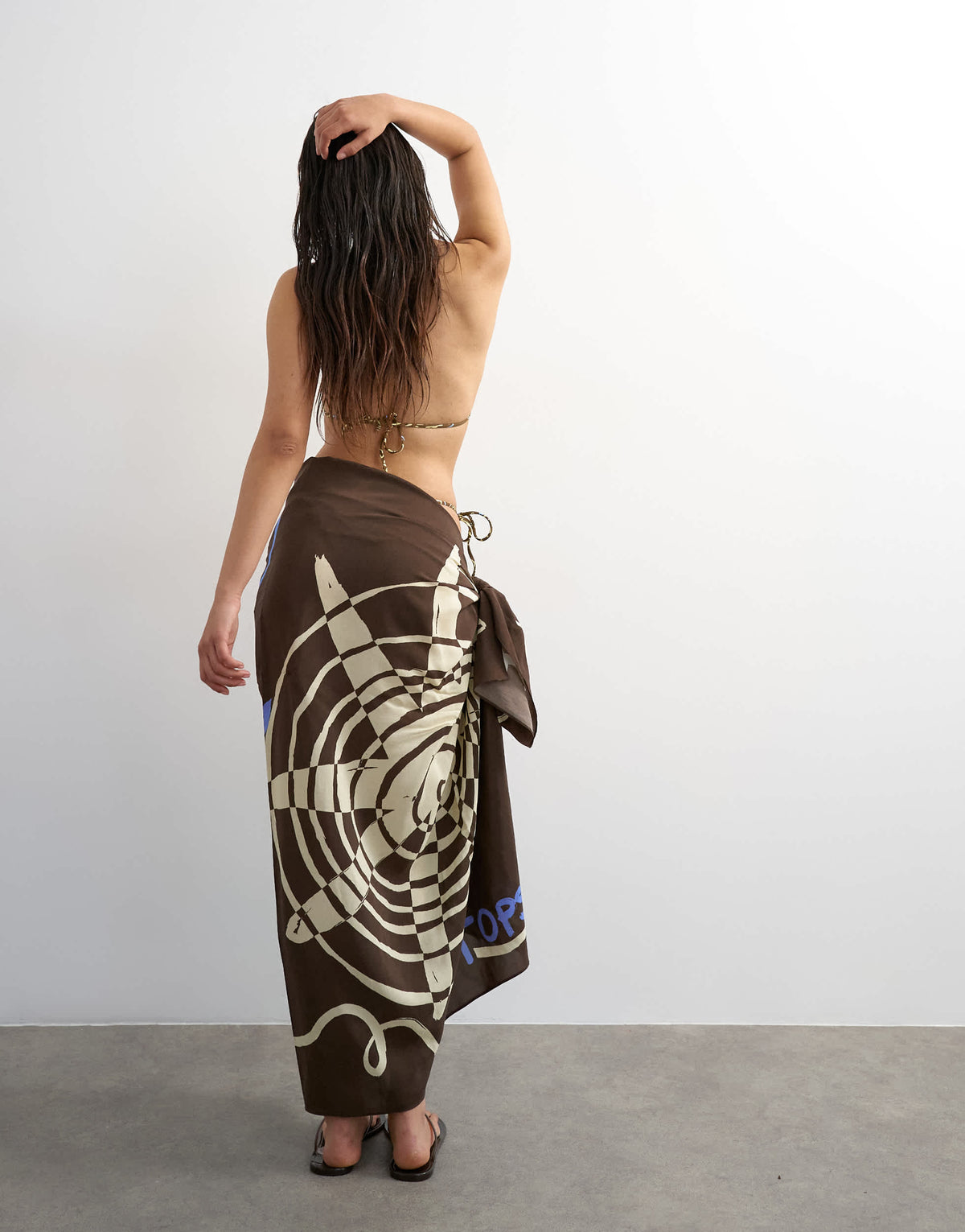 Topshop rectangle sarong in chocolate shell print