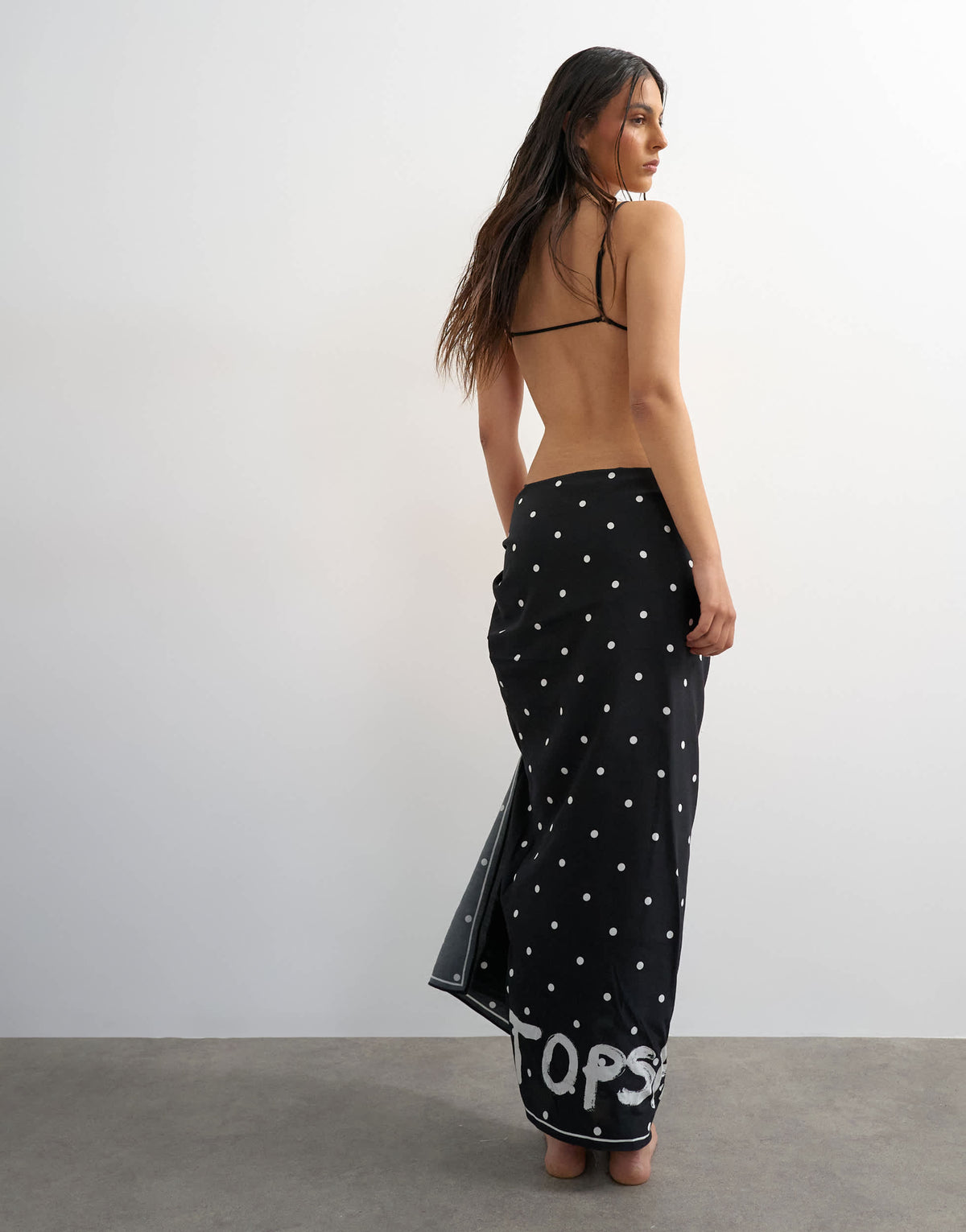 Topshop square sarong in black and white polka dot