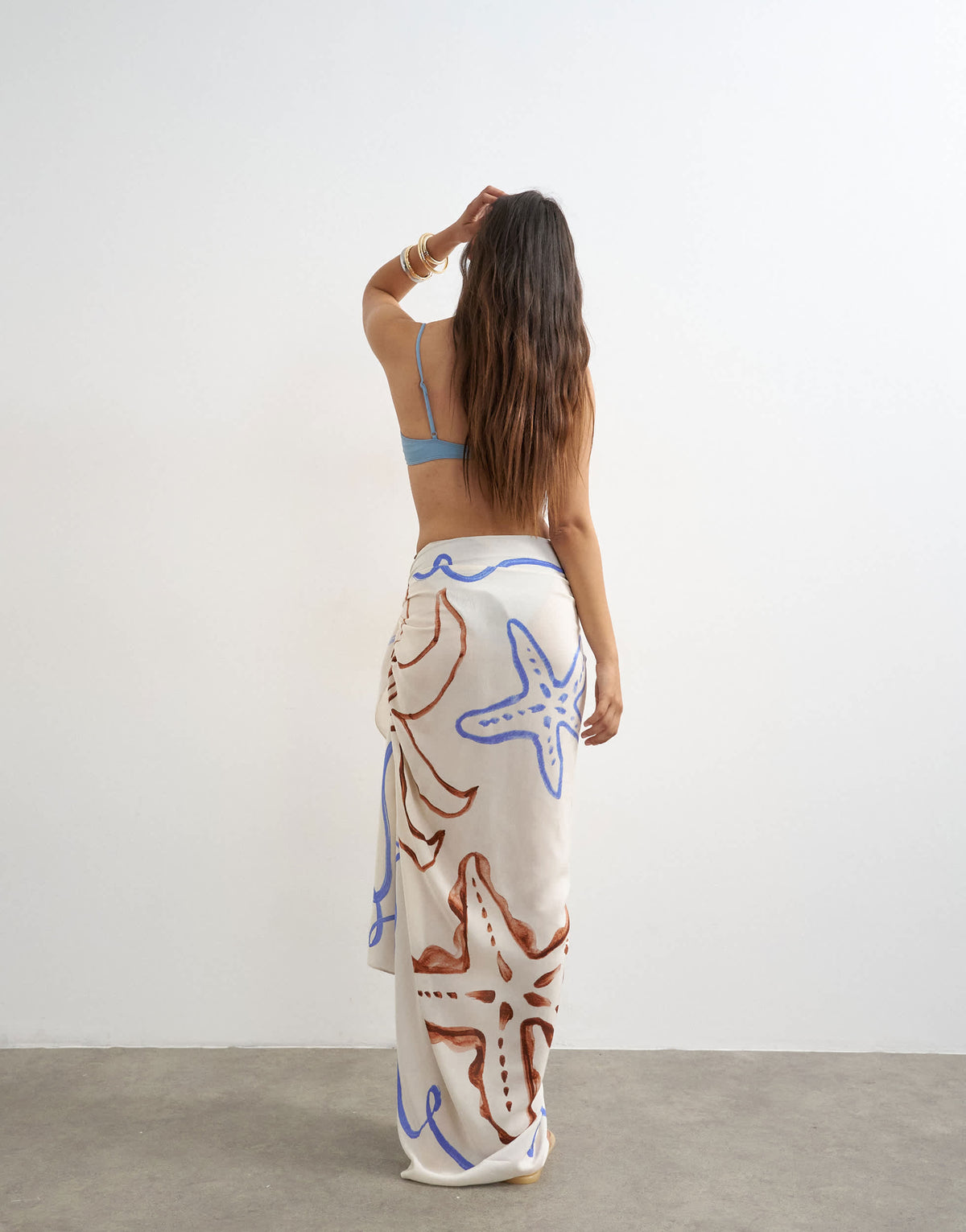 Topshop rectangle sarong in off white shell print