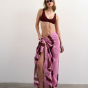 Topshop rectangle sarong in pink and burgundy stripe print