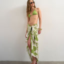 Topshop rectangle sarong in off white and green abstract print