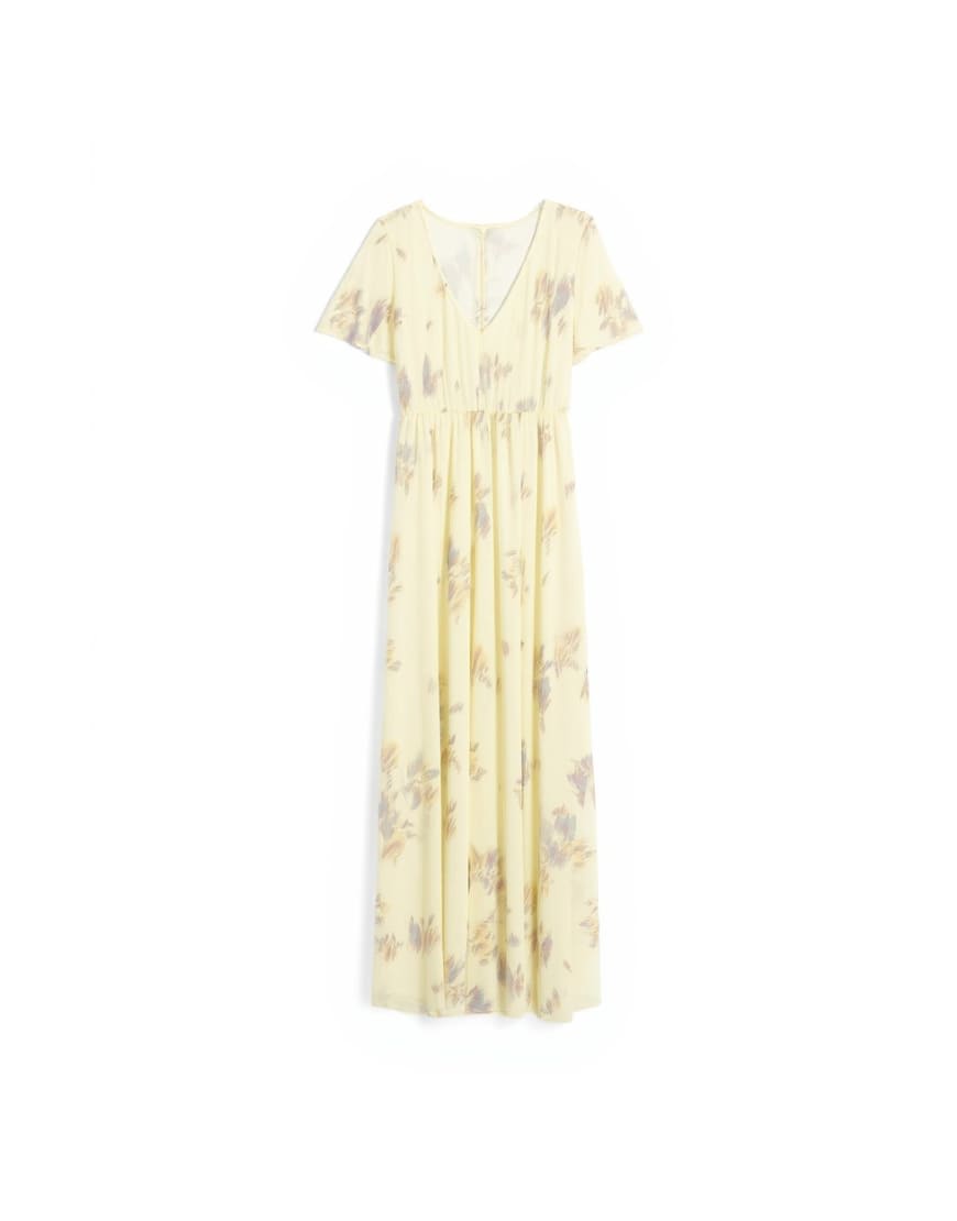 Topshop chiffon maxi dress with pintuck details in lemon blurred floral