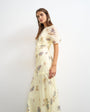 Topshop chiffon maxi dress with pintuck details in lemon blurred floral