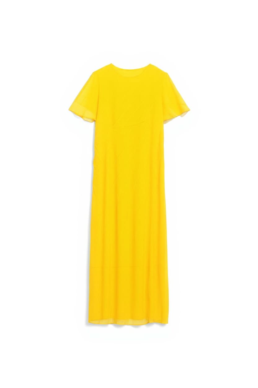 Topshop sheer chiffon maxi dress with pintuck details in Marigold