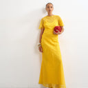 Topshop sheer chiffon maxi dress with pintuck details in Marigold