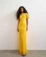 Topshop sheer chiffon maxi dress with pintuck details in Marigold