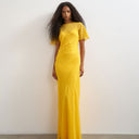 Topshop sheer chiffon maxi dress with pintuck details in Marigold