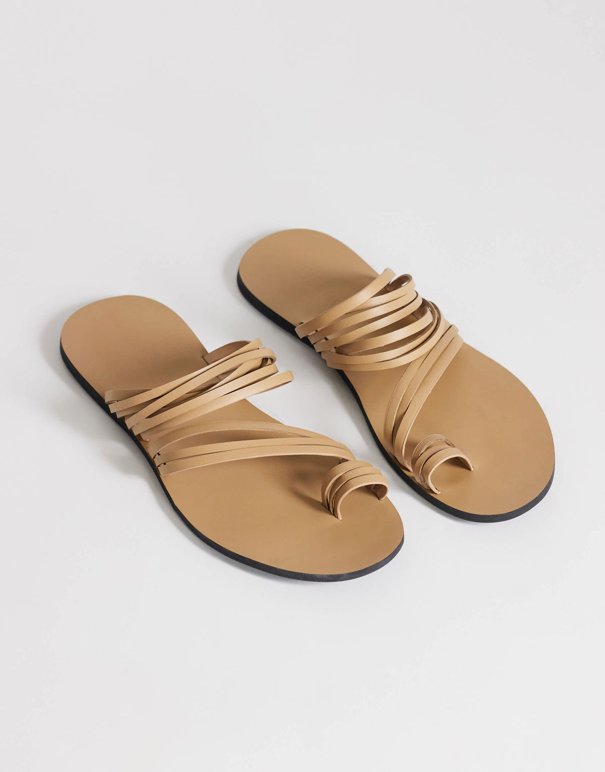Topshop Maeve strappy toe loop sandal in camel