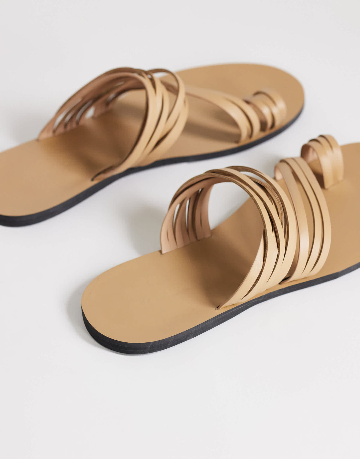 Topshop Maeve strappy toe loop sandal in camel