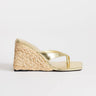 Mules sandales à talon compensé Naomi en raphia doré Topshop