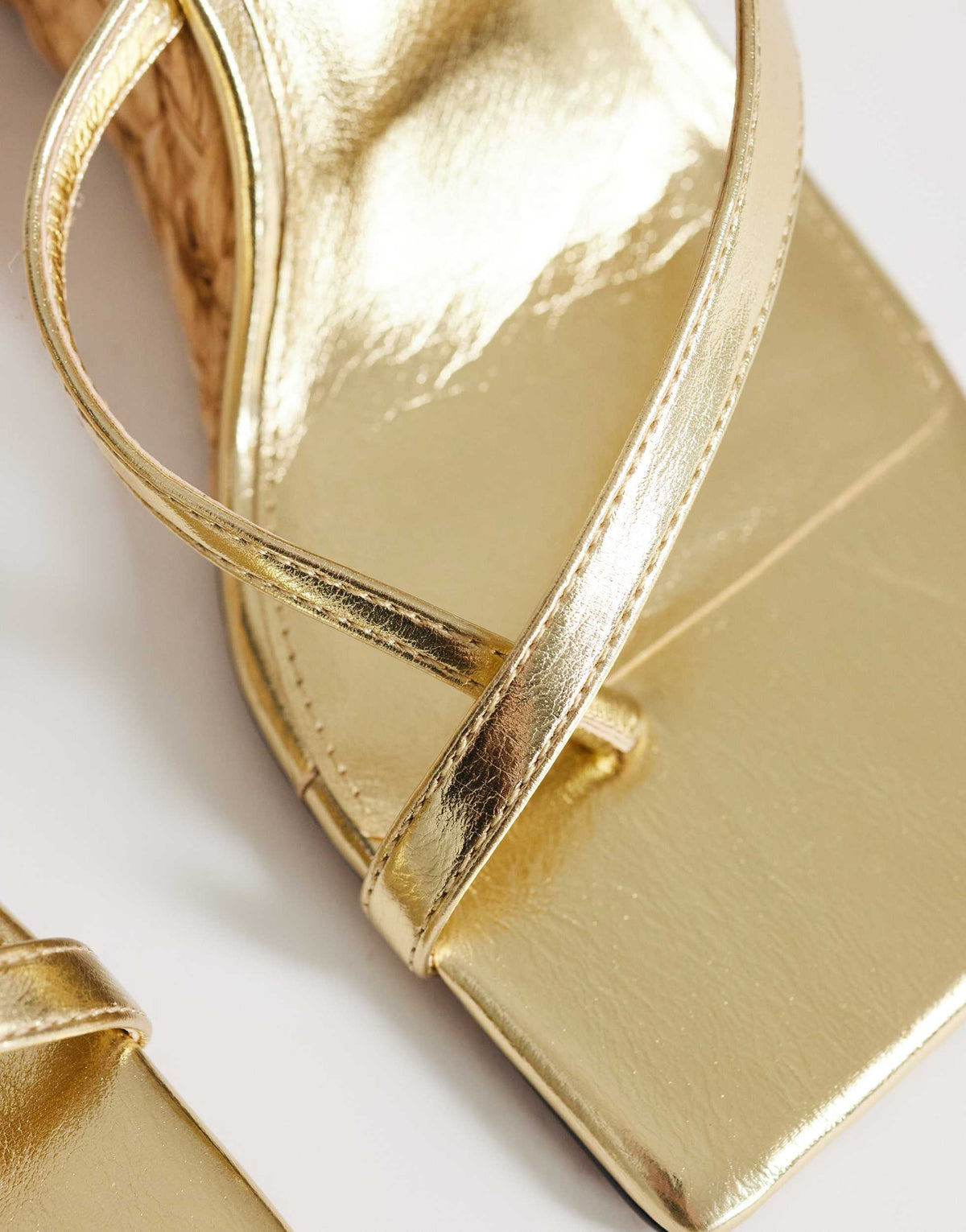 Topshop Naomi raffia wedge toe loop mule sandal in gold