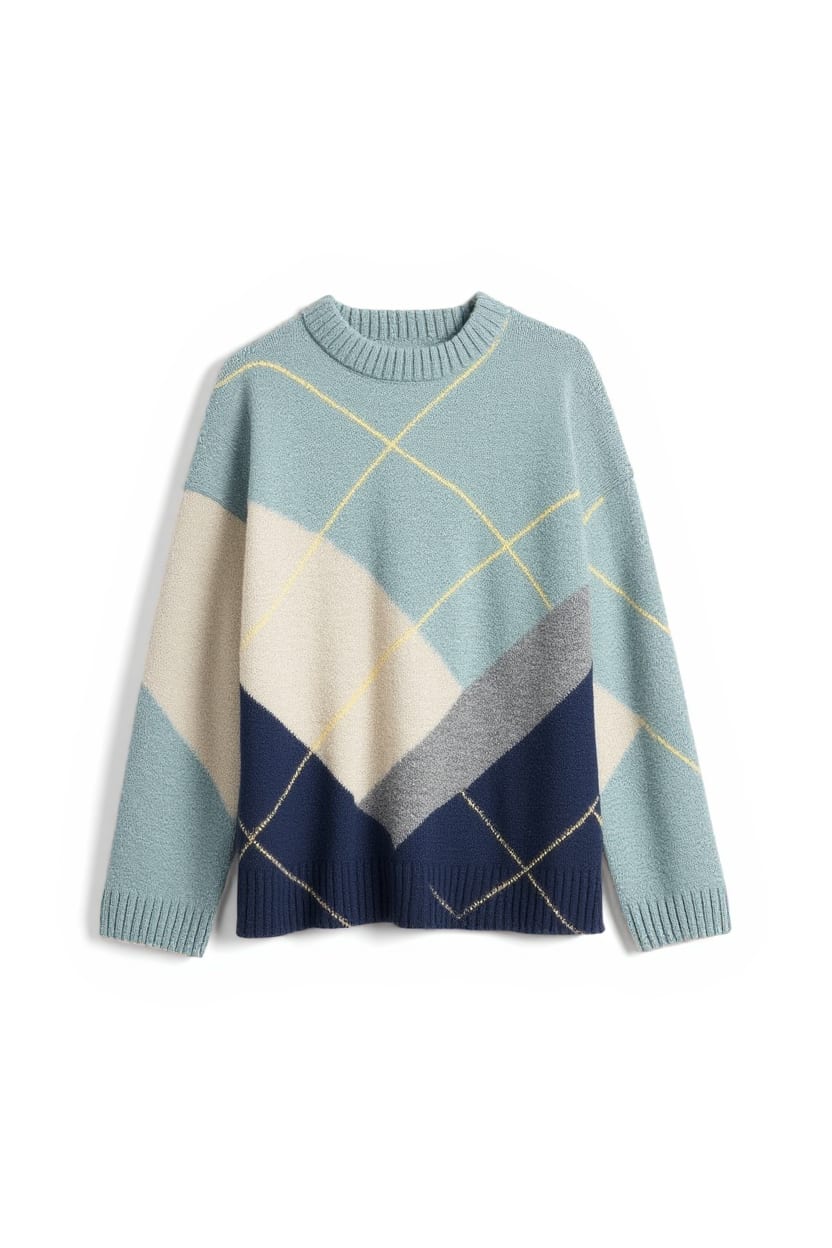 Topshop knitted placement argyle jumper in multi - MULTI