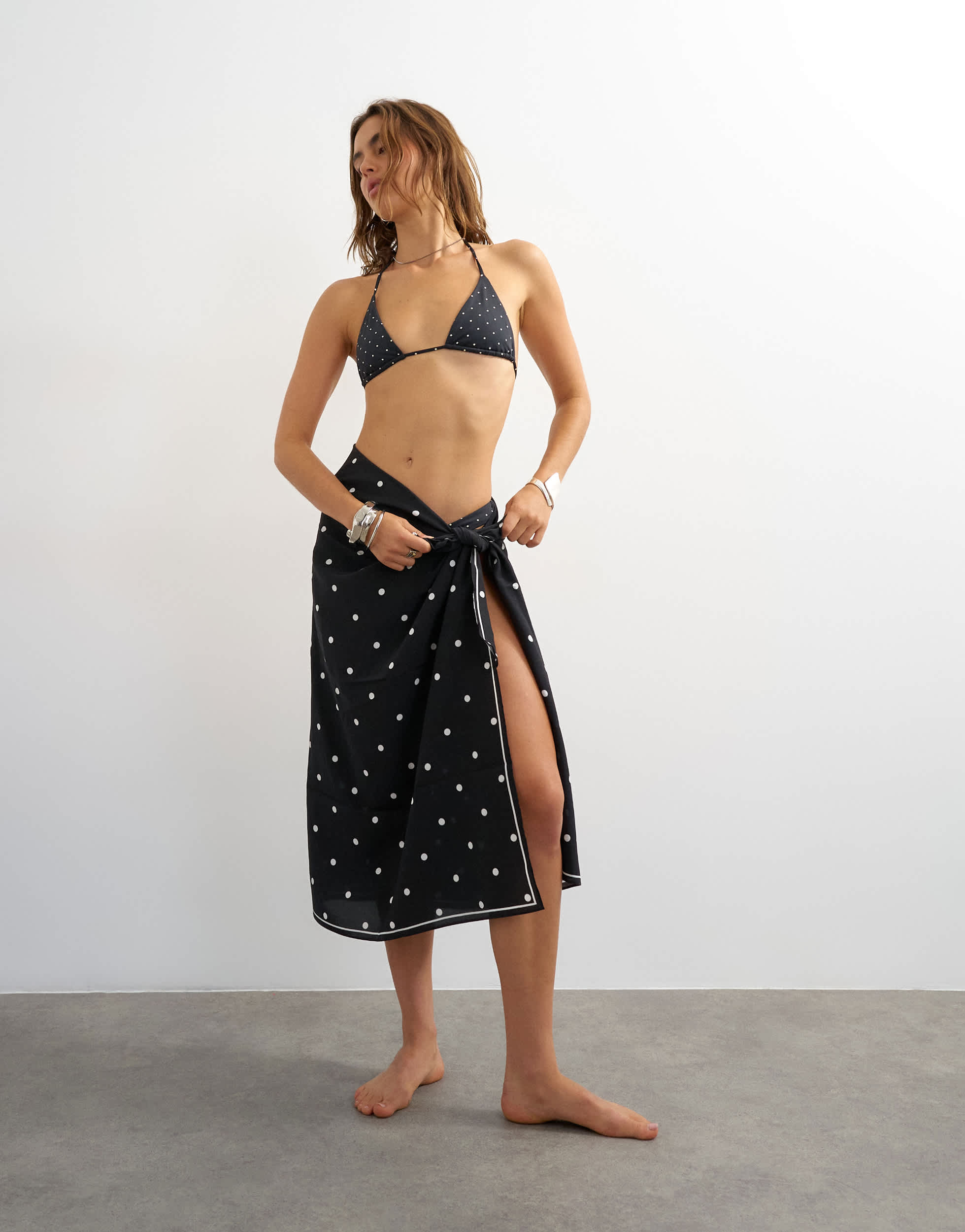 Topshop square sarong in black and white mono print