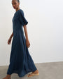 Topshop cupro dropped waist maxi t-shirt dress in navy
